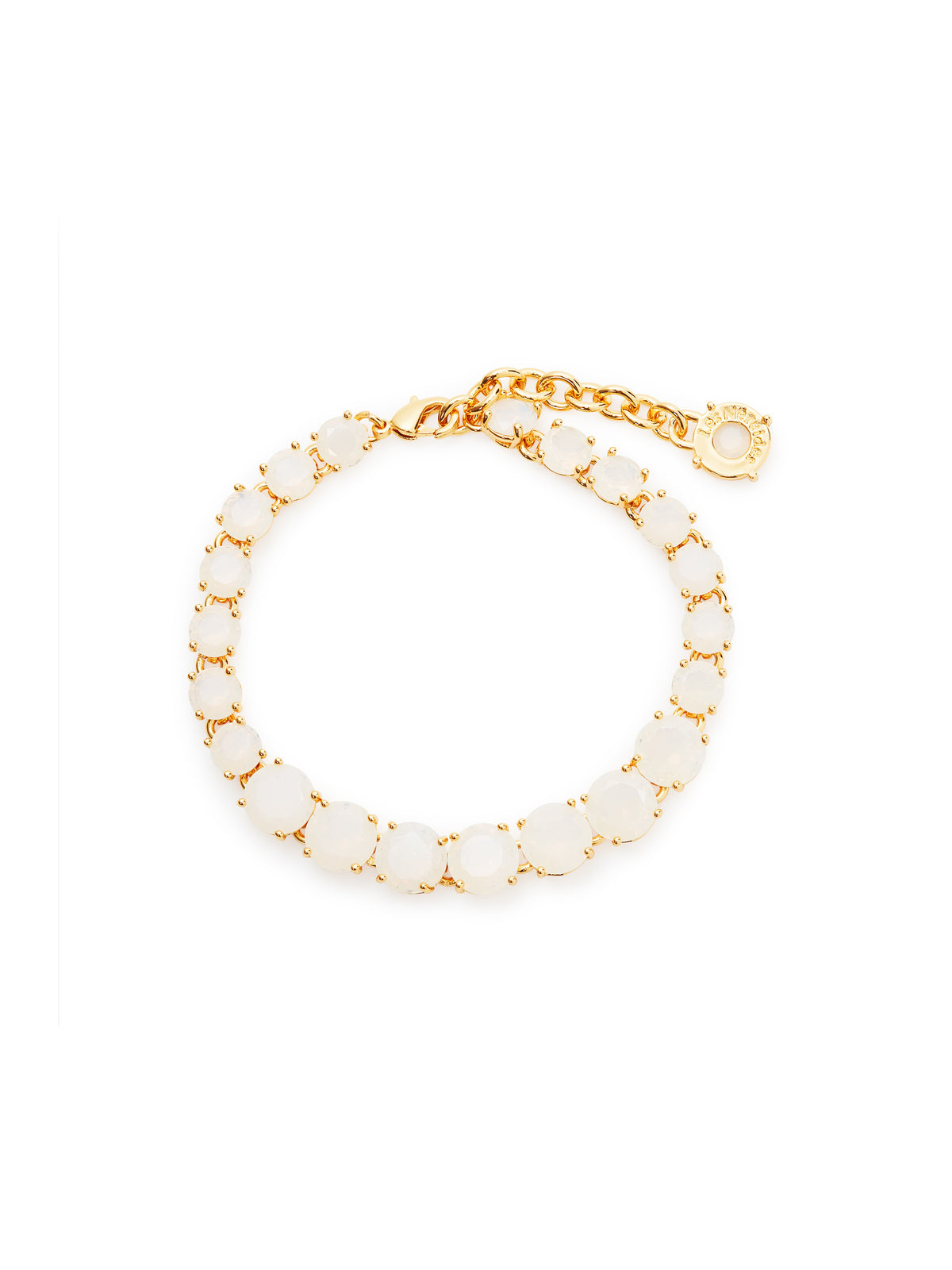 Luxury Opalescent white Diamantine stone single row bracelet