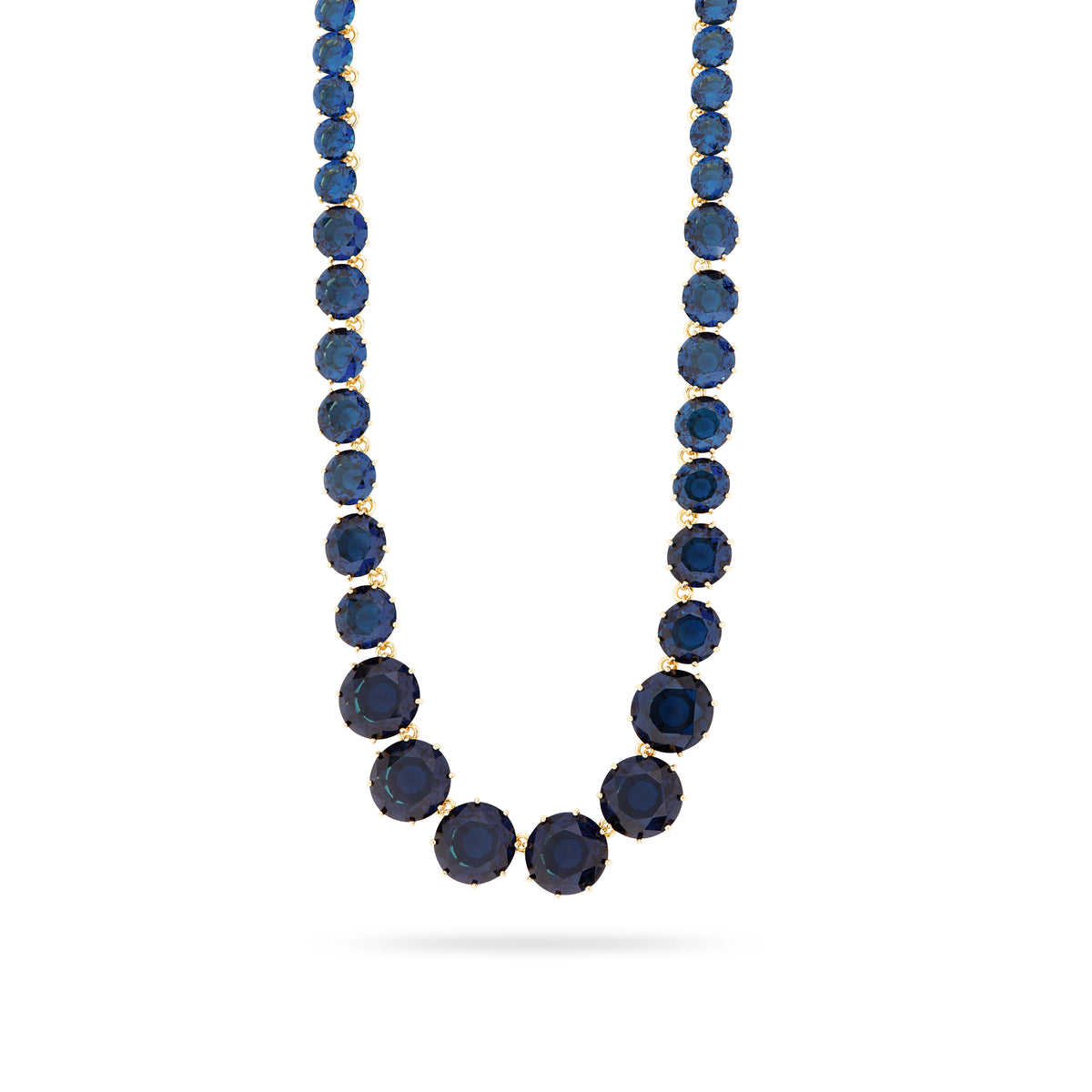 Ocean blue diamantine multiple round stone long necklace