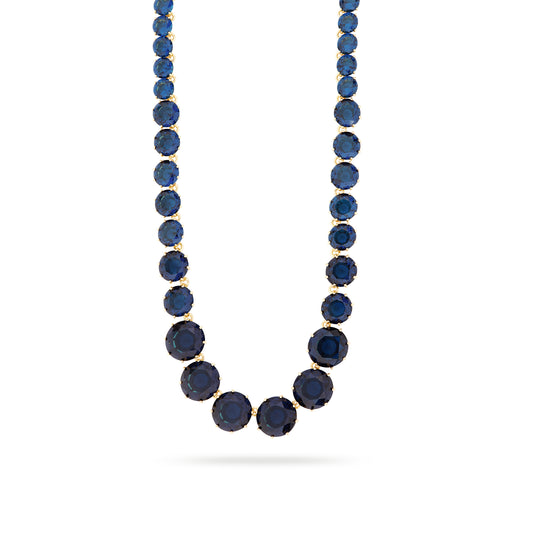 Ocean blue diamantine multiple round stone long necklace
