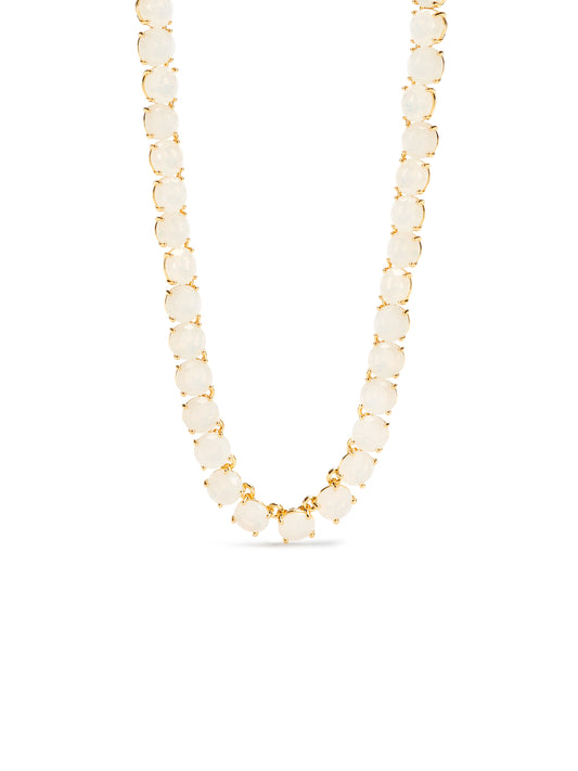 Opalescent white Diamantine round stone choker necklace