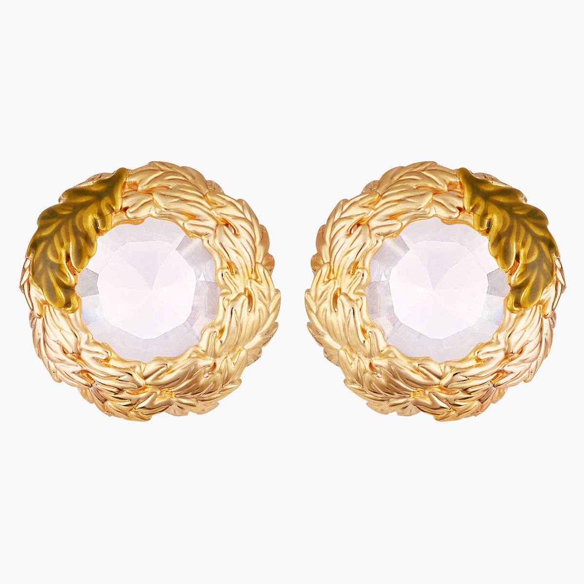 Oak Leaves Crown Stud Earrings