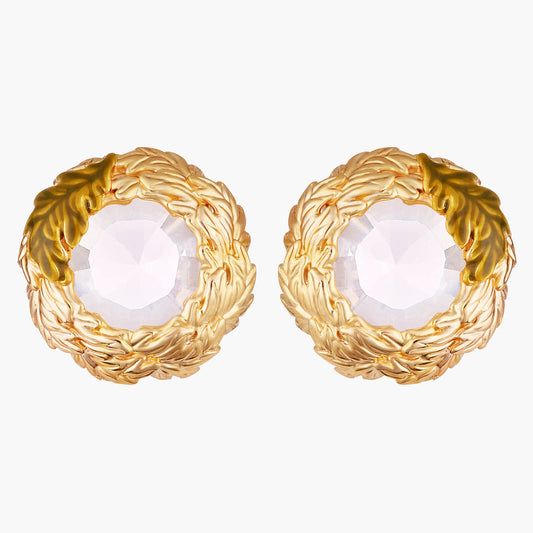 Oak Leaves Crown Stud Earrings