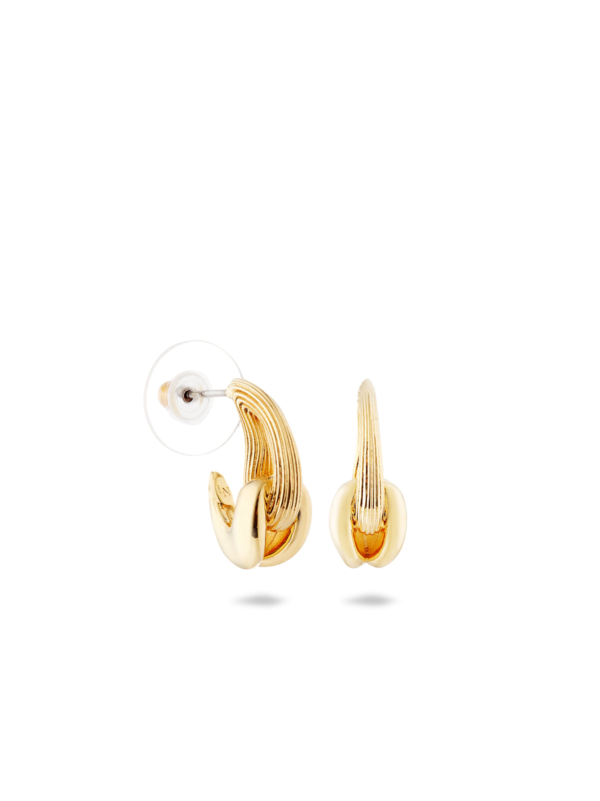 Gold and faceted glass hoop earrings