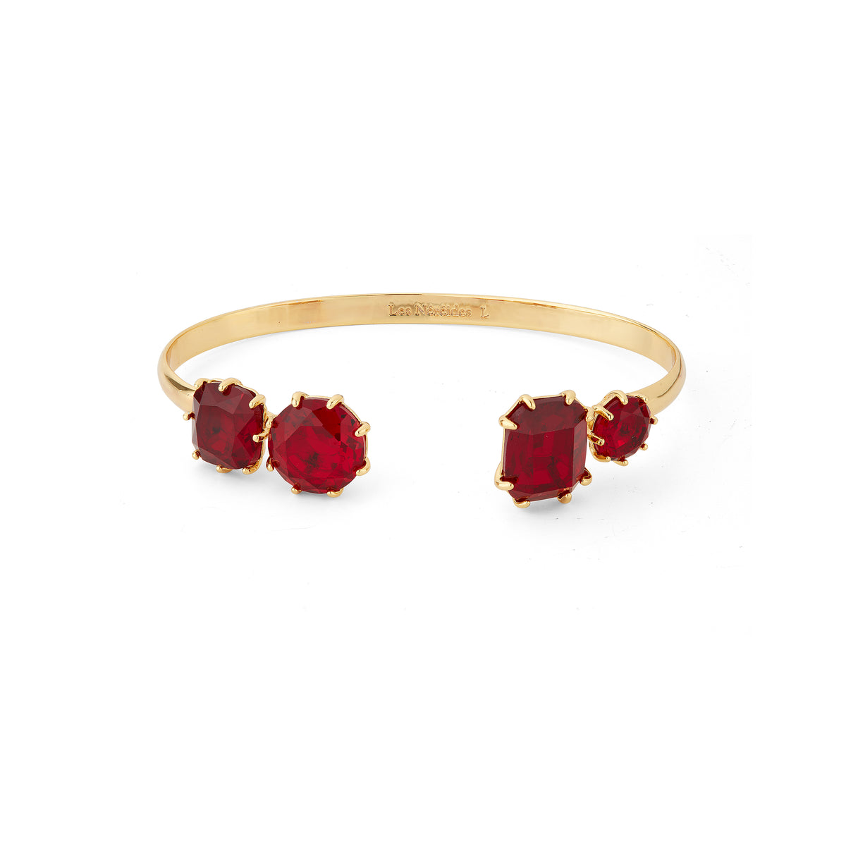 Garnet red diamantine 4 stone bangle bracelet