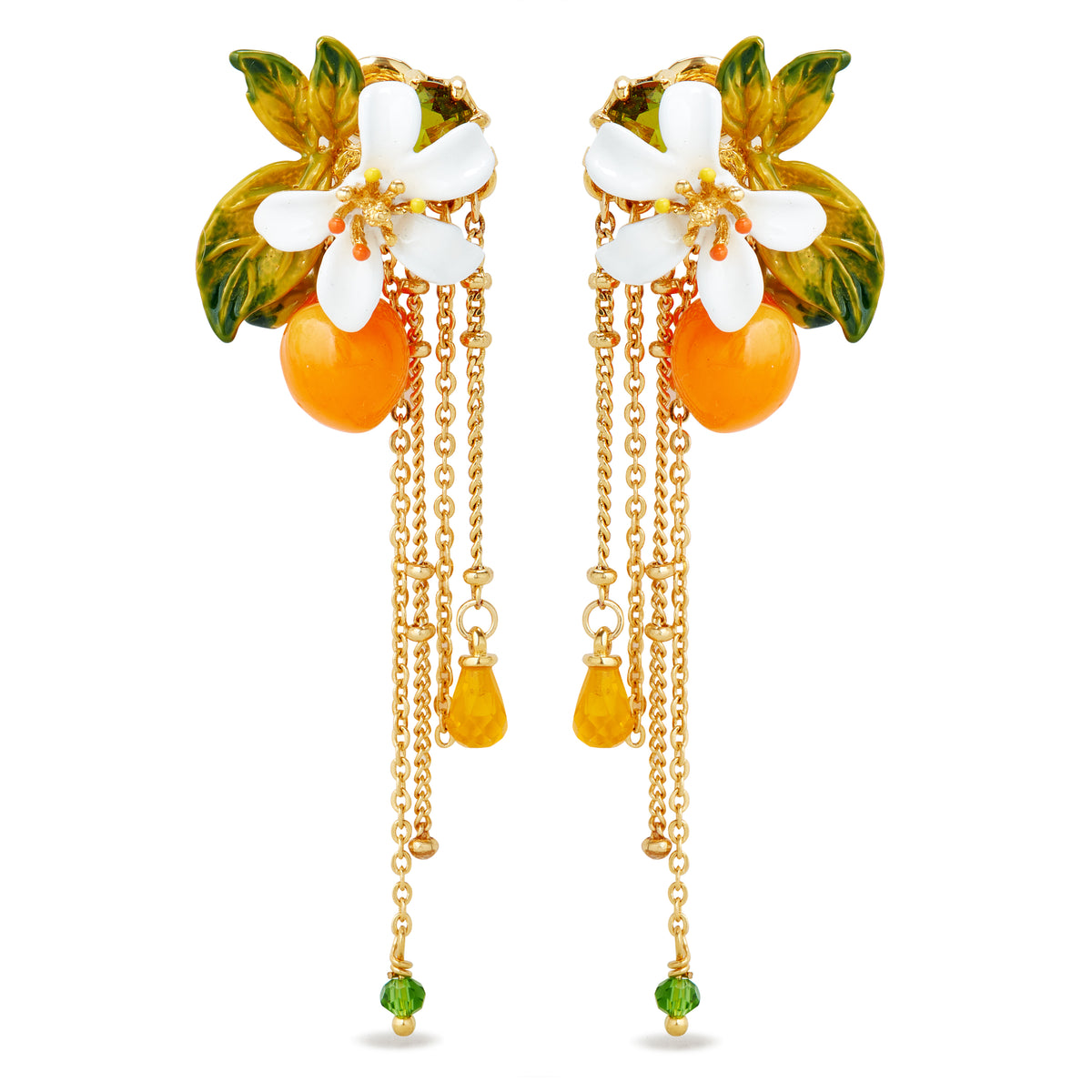 Post Earrings JARDINS DE PROVENCE Orange blossom & Pendant chains