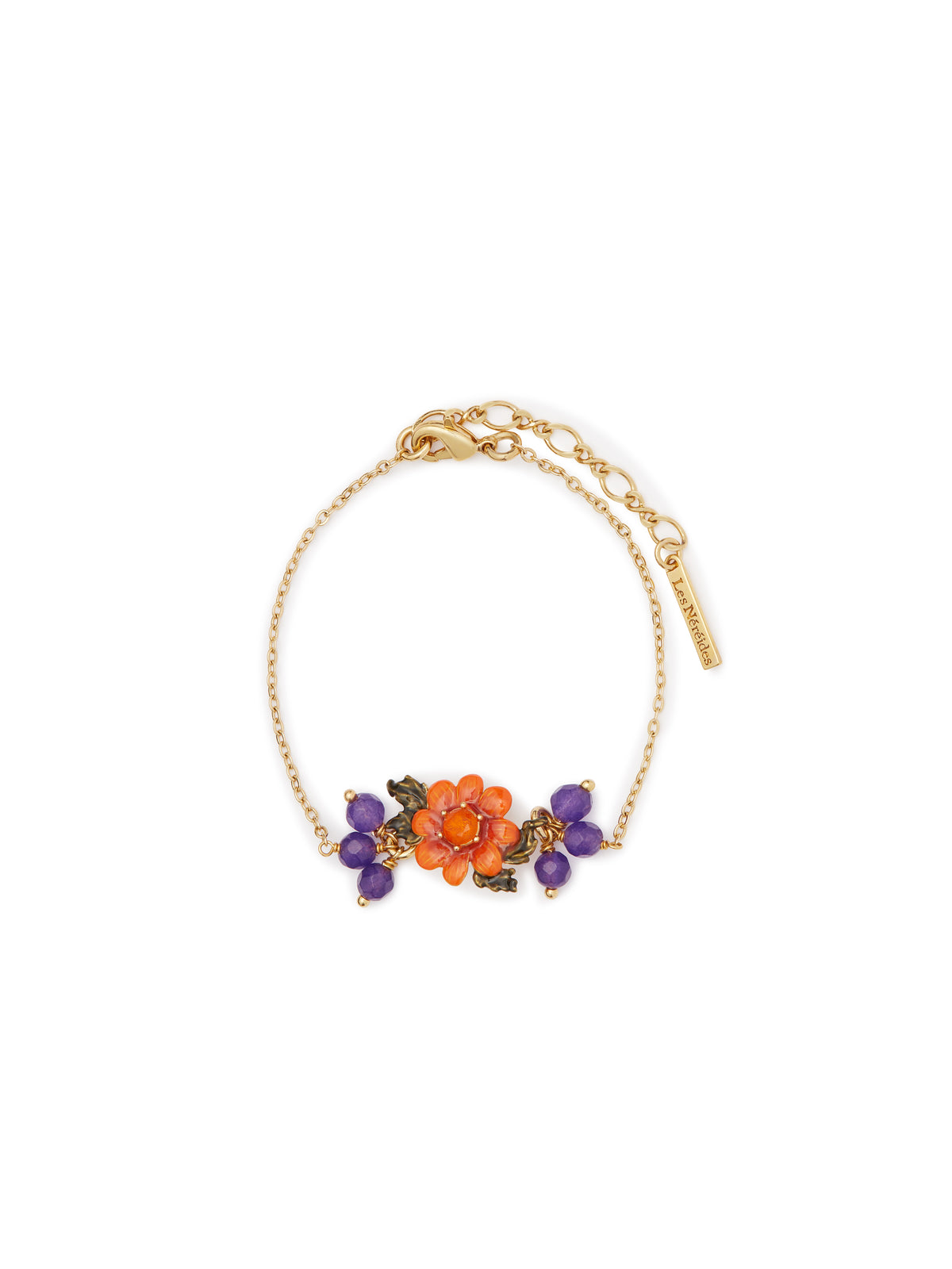 Flower and glass beads fine bracelet