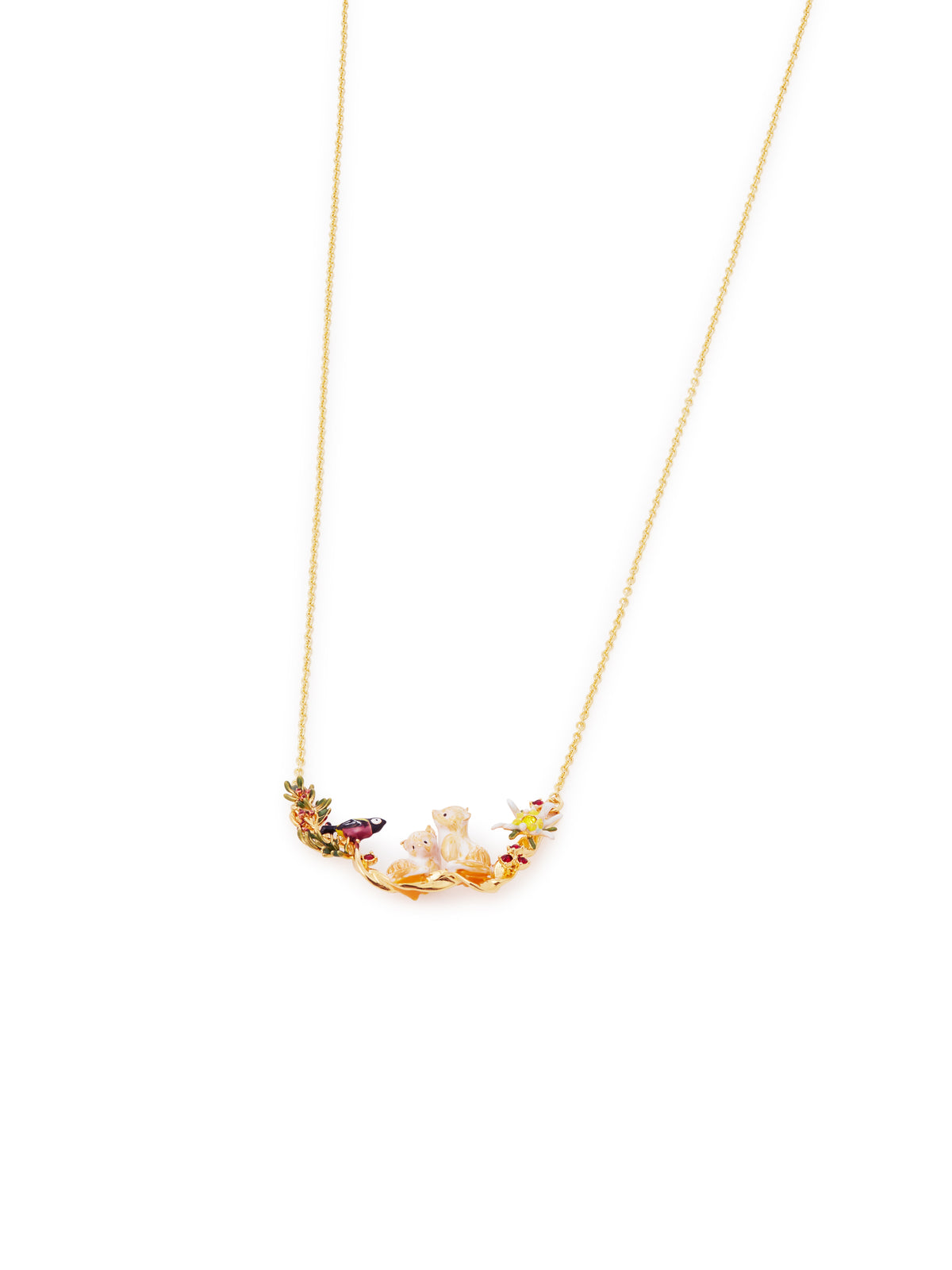 Arctic fox couple and varied tit statement necklace
