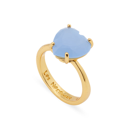 Sky blue Diamantine heart solitaire ring