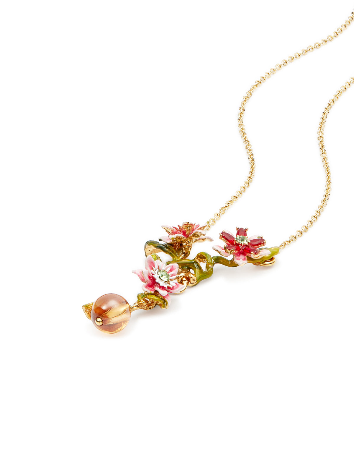 Passion flower and glass bead necklace