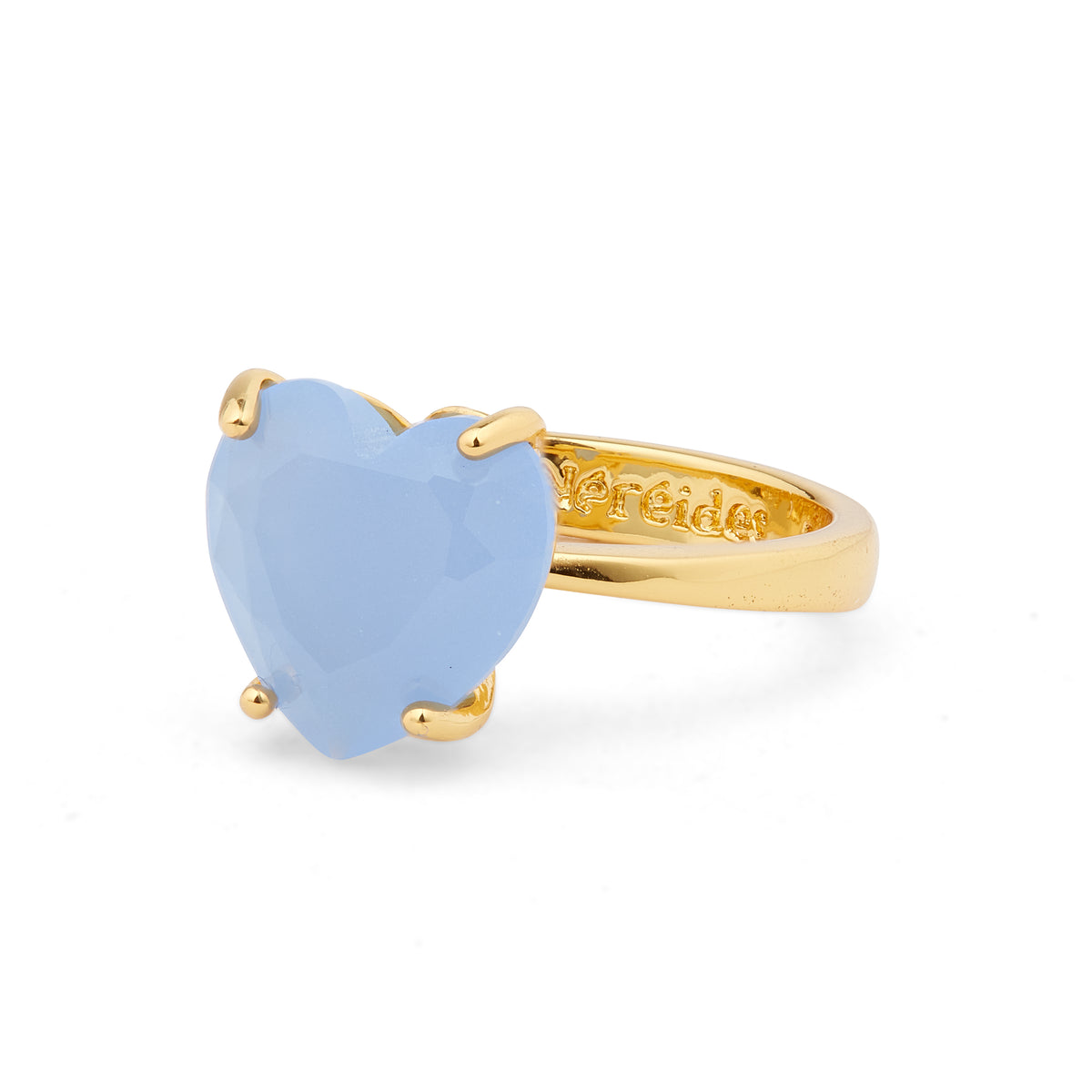 Sky blue Diamantine heart solitaire ring