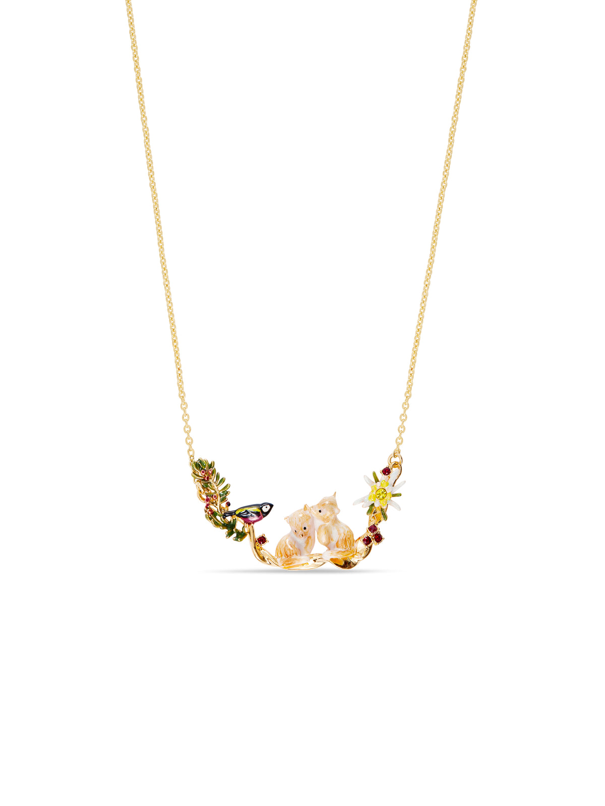Arctic fox couple and varied tit statement necklace