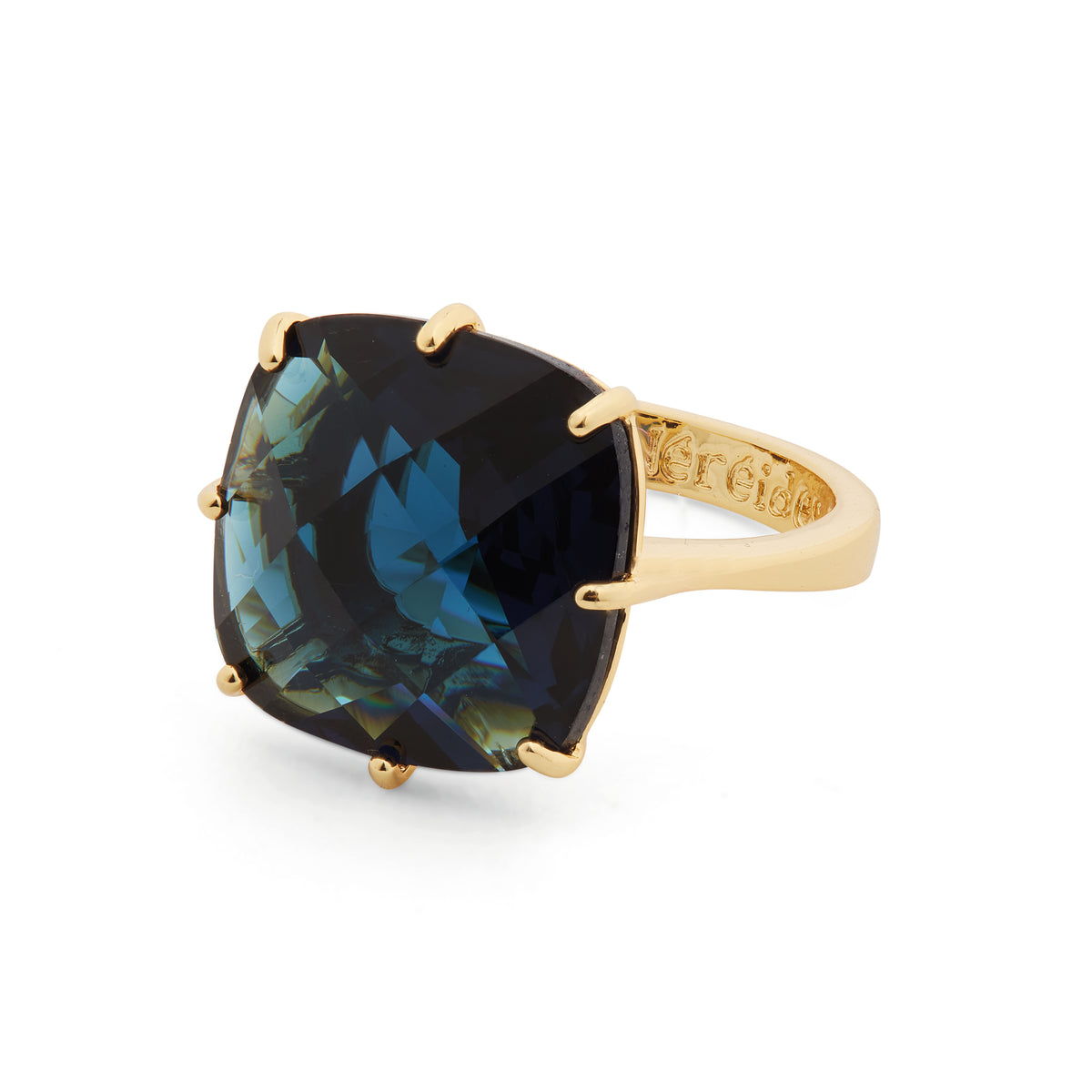 Oean blue diamantine square solitaire ring