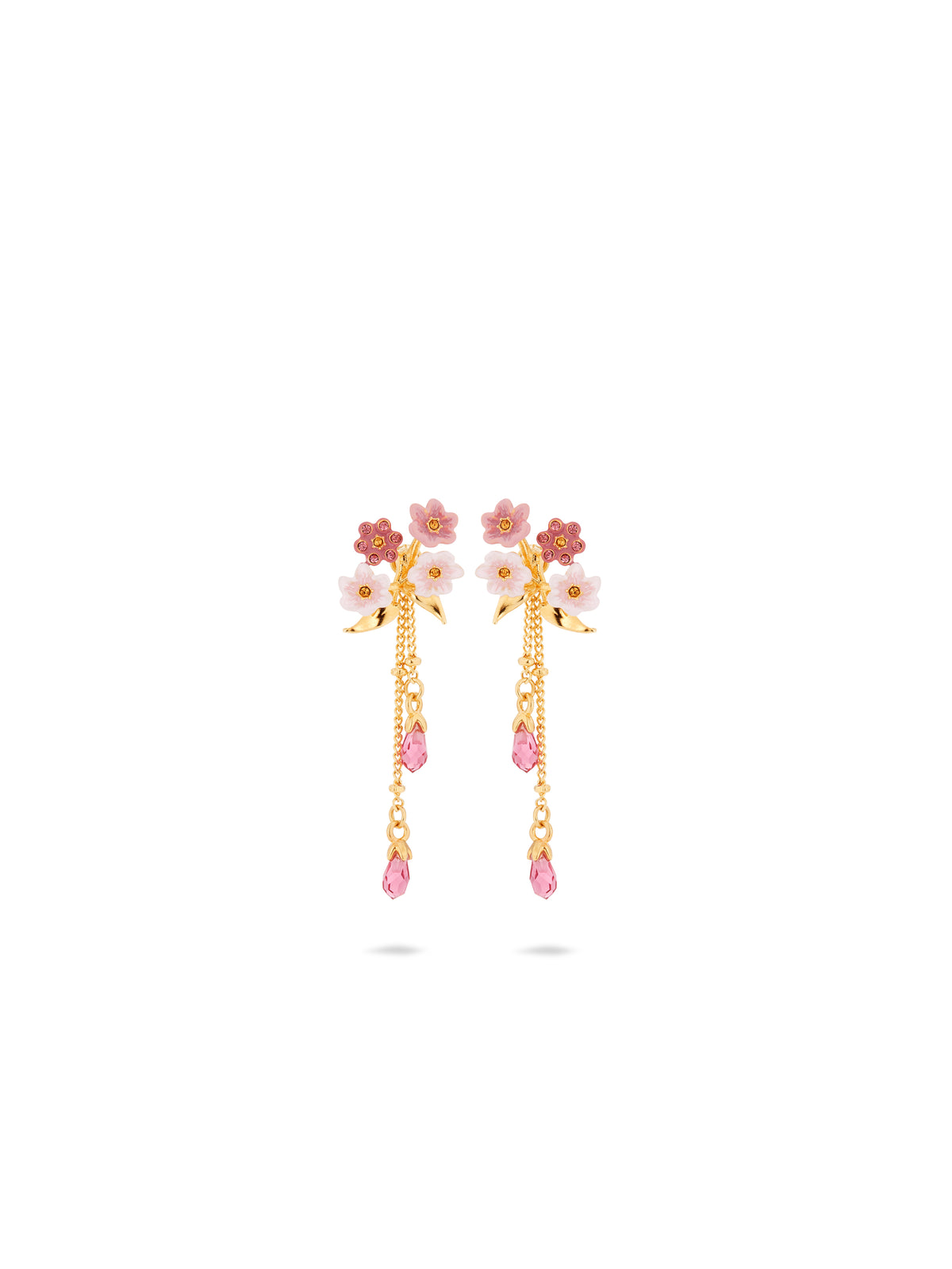 Pink Jasmine Flower Dangle Post Earrings