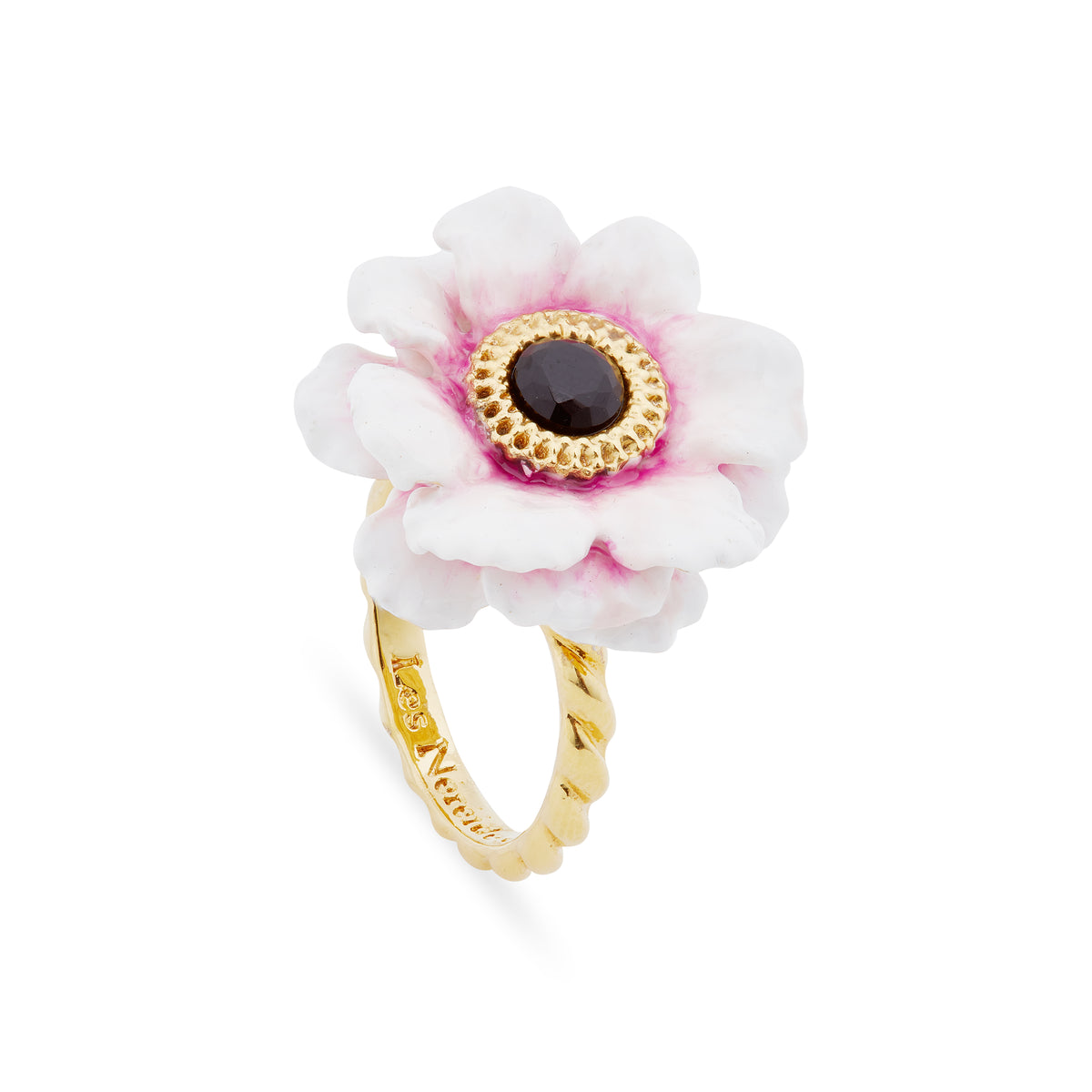 Pink peony adjustable ring
