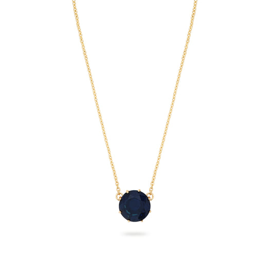 Ocean blue diamantine round stone pendant necklace