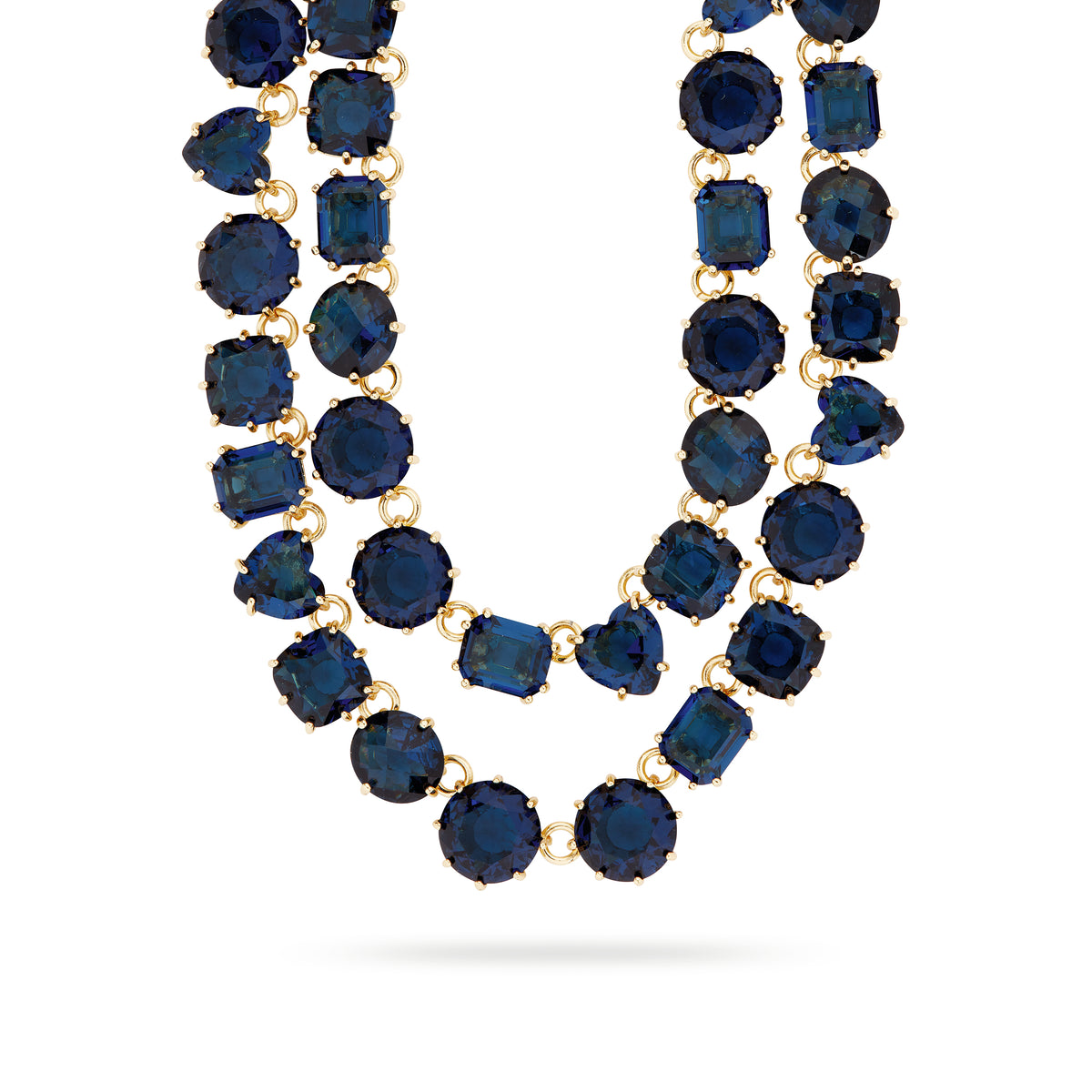 Ocean blue diamantine luxurious double-row necklace