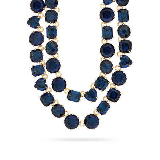 Ocean blue diamantine luxurious double-row necklace