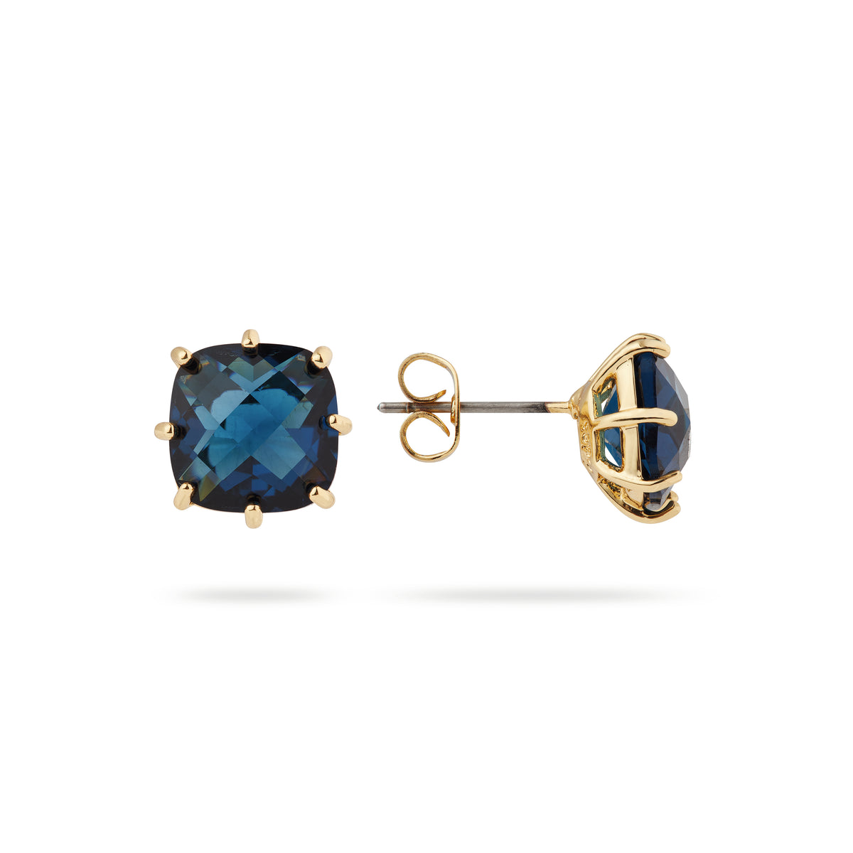 Ocean blue diamantine square stone post earrings