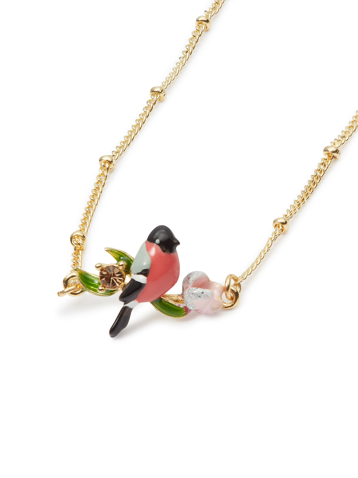 Hellebore flower and bird fine bracelet