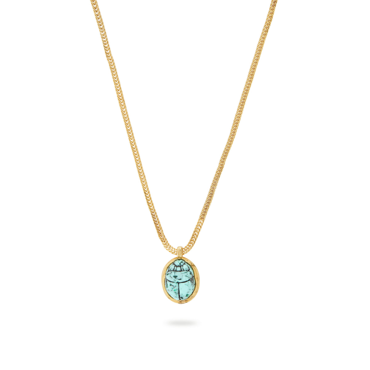 Turquoise scarab beetle pendant necklace