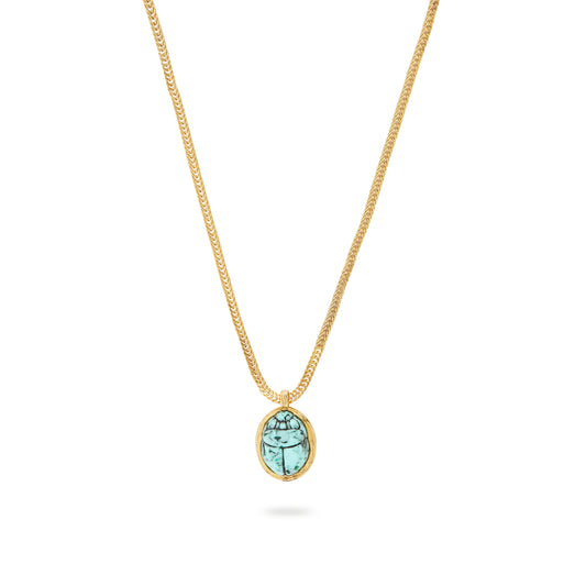 Turquoise scarab beetle pendant necklace