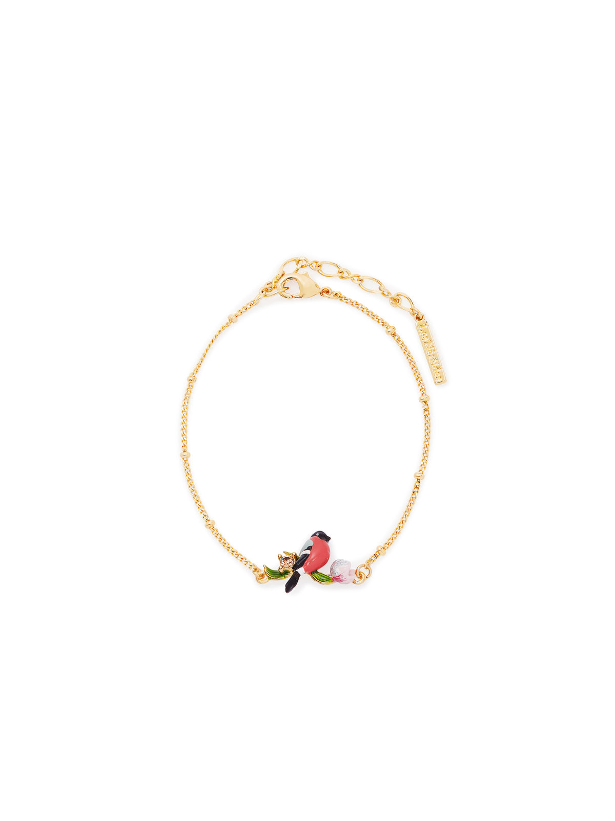 Hellebore flower and bird fine bracelet