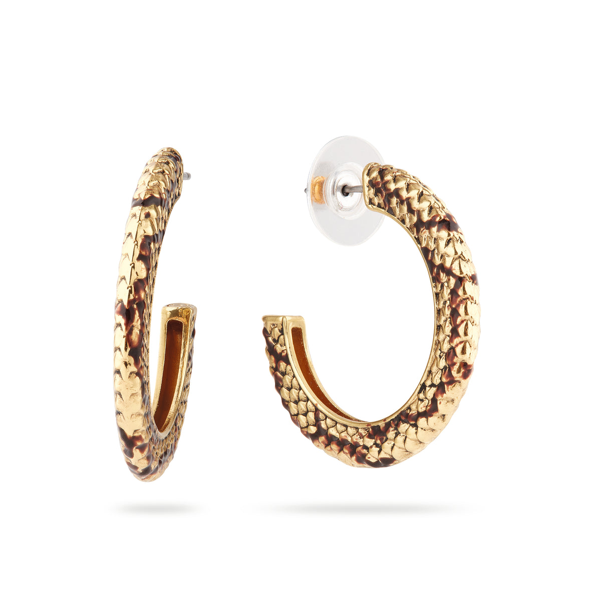 Snakeskin hoop earrings