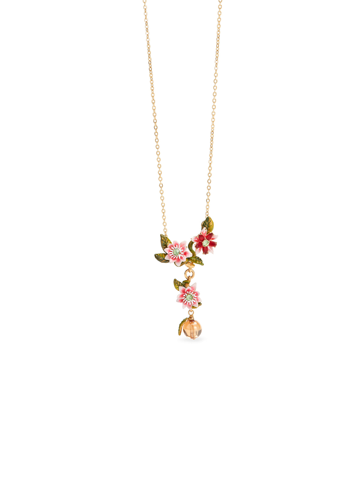 Passion flower and glass bead necklace