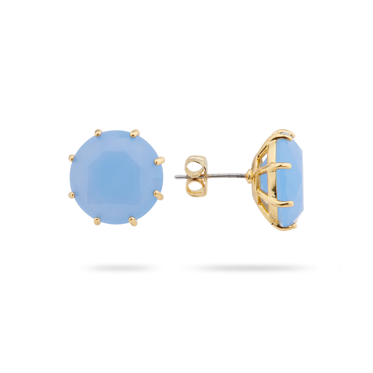 Sky blue Diamantine round stone post earrings