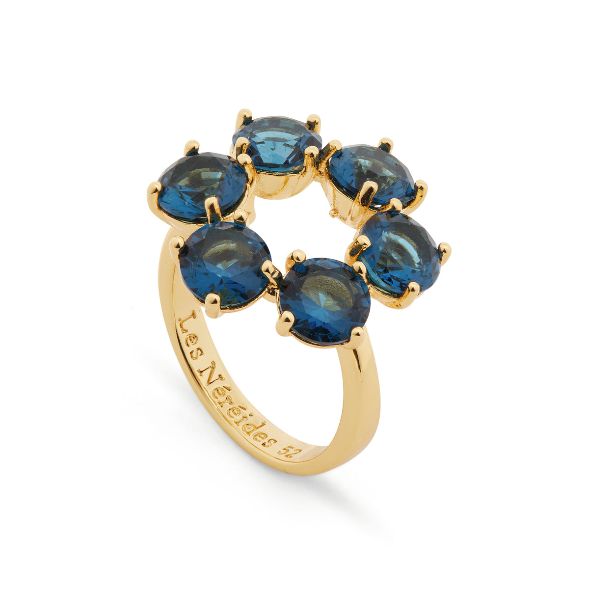 Ocean blue diamantine fine 6 round stone ring