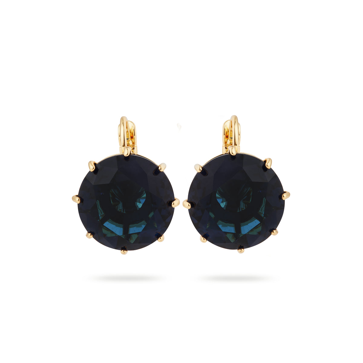 Ocean blue Diamantine round stone sleeper earrings