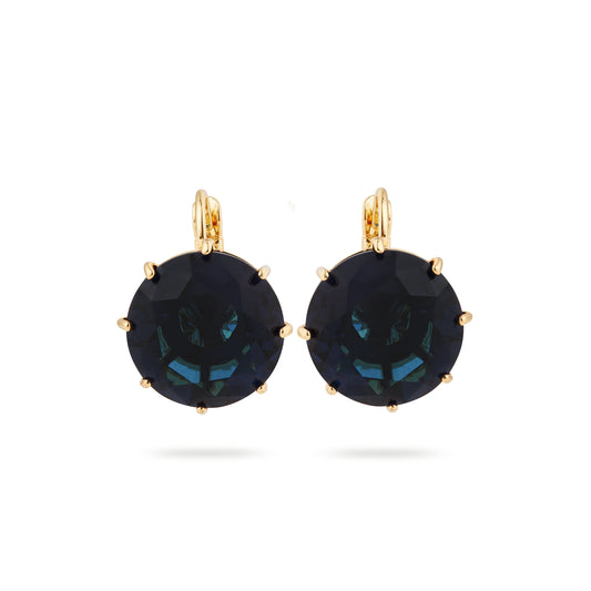 Ocean blue Diamantine round stone sleeper earrings