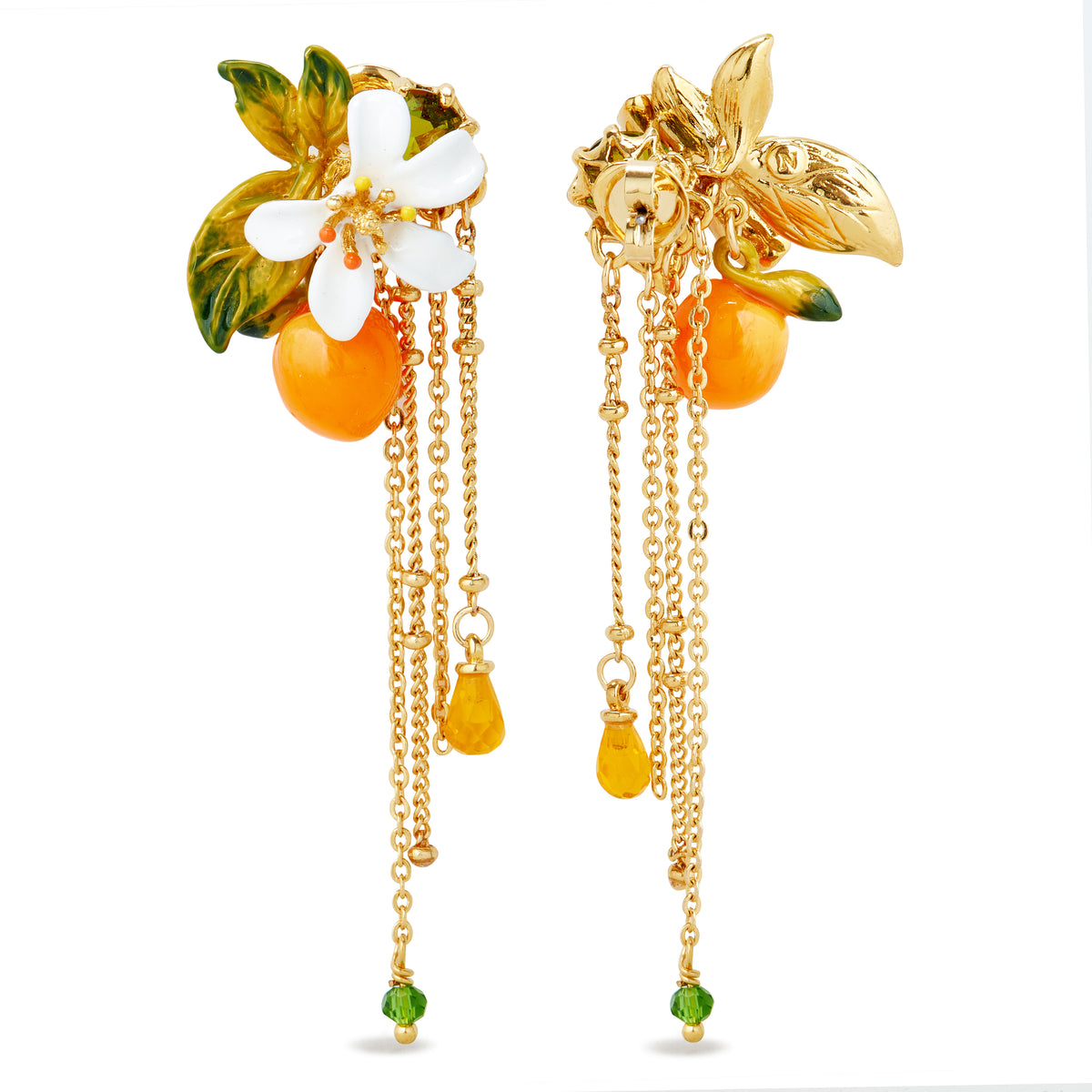 Post Earrings JARDINS DE PROVENCE Orange blossom & Pendant chains