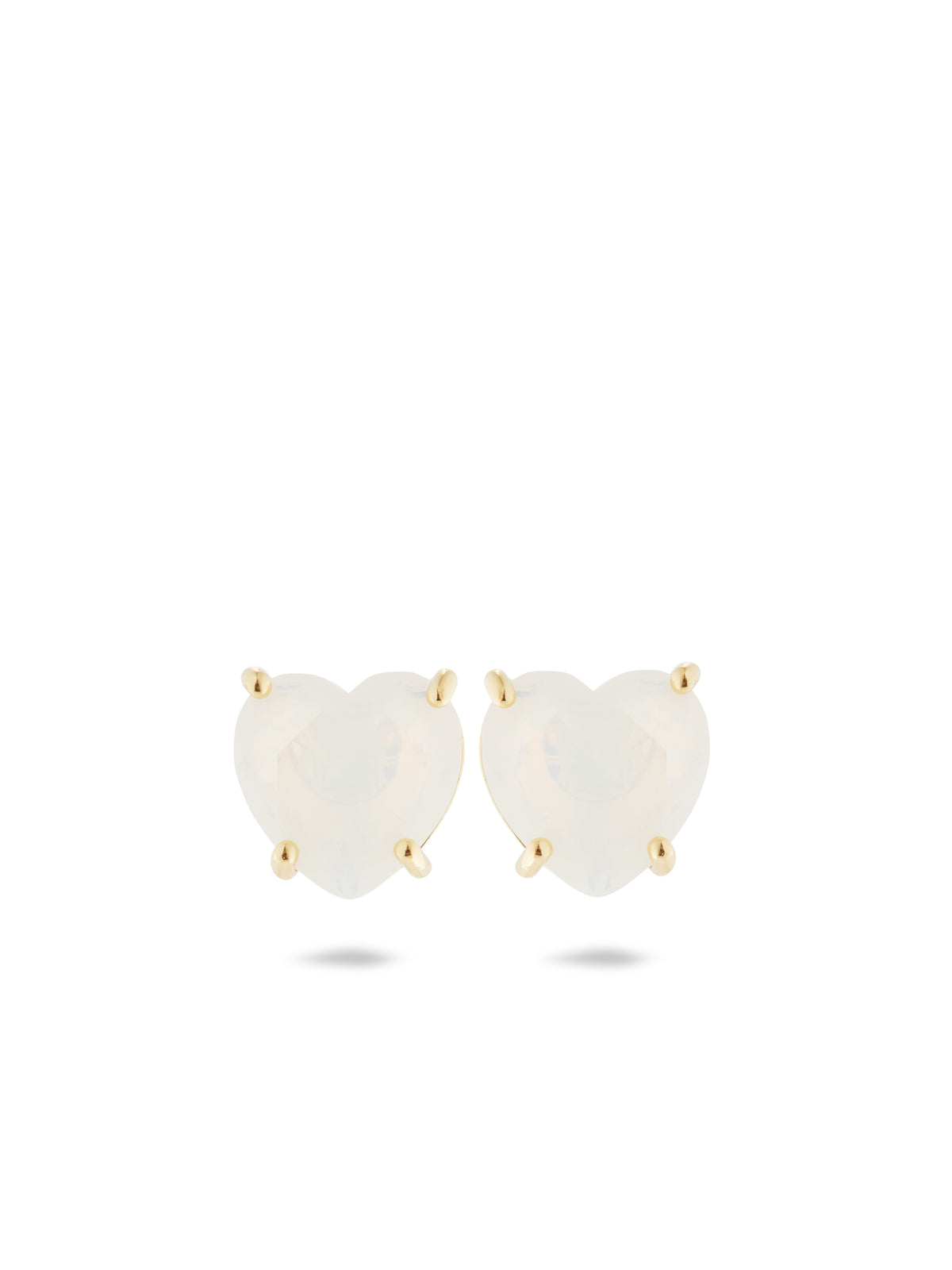 Opalescent white Diamantine heart-shaped stone post earrings