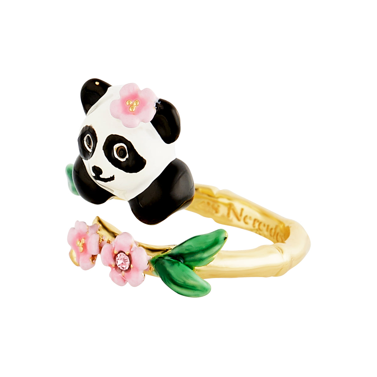 Panda and Flowers Adjustable ring